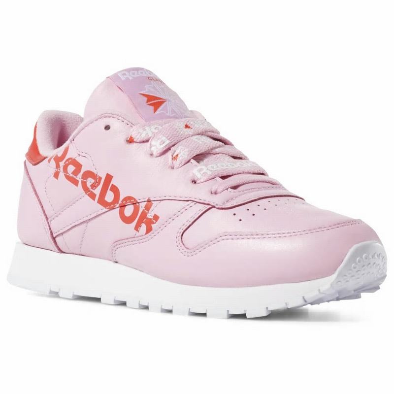 Reebok Classic Leather Shoes Womens Pink/Red/White India EX7648XE